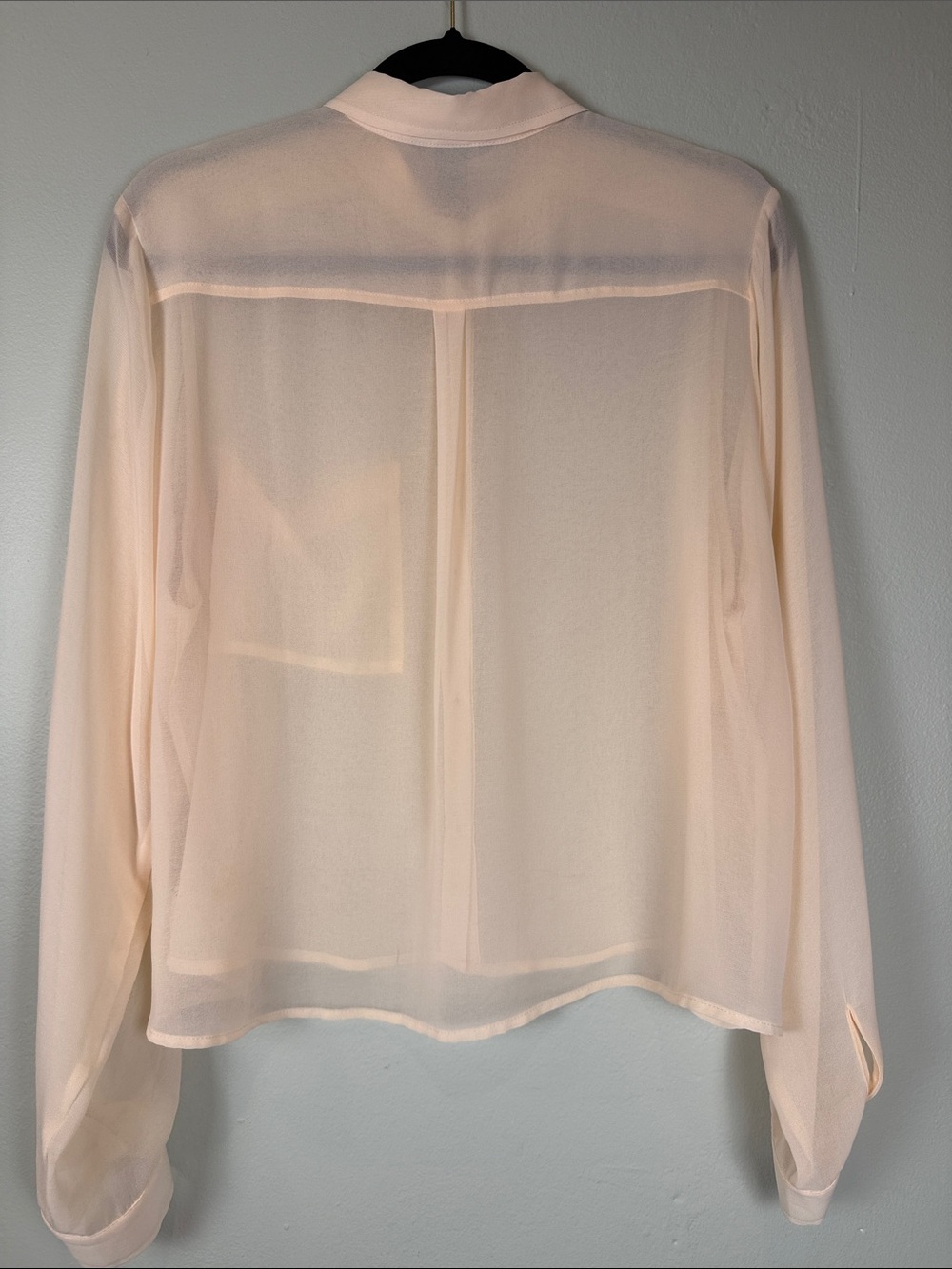 H&M Sheer Cropped Button Down Shirt Peach Size 10 EUC NKD - Picture 4 of 8